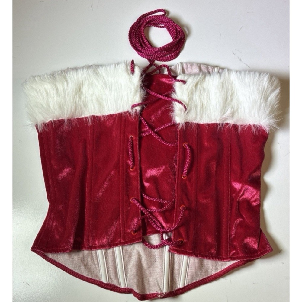 Leg Avenue Santa Rope-Laced Ribbed Velour Bustier Red Women Medium (RD12)